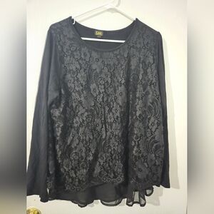 1X Lee Black Lace Blouse